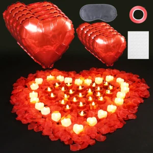 4000Pcs Artificial Rose Petals + 48 LED Candles Romantic Night Propose Set Gifts - Picture 1 of 10
