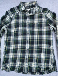 Camisa de Trabajo Flint and Tinder Espalda Cruzada Para Hombre Mediana Verde Franela a Cuadros Manga Larga - Imagen 1 de 23