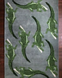 Crocodile Rugs 8x10 Feet Handmade 100% Woolen Hand Tufted For Home Decoration - Picture 1 of 3