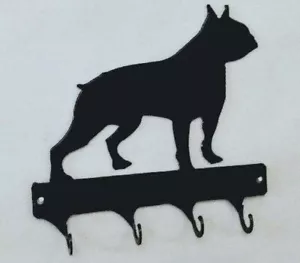 Boston Terrier 4 Hook Leash or Key Holder Black Wrought Iron Look Made in USA - Picture 1 of 1