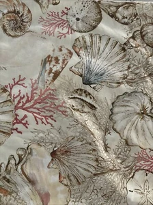 Pottery Barn Pillow Cover Seashell Beach Coral 24" x 24" 1753318 Cotton Linen - Picture 1 of 9