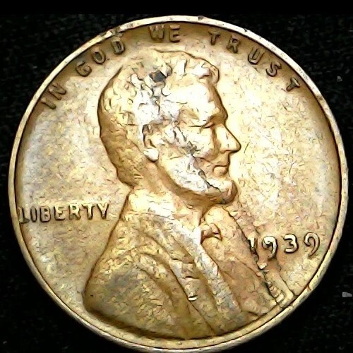 1939 Lincoln Wheat Cent, No Mint Mark, Error - Bisecting Die Crack - Image 1 of 4