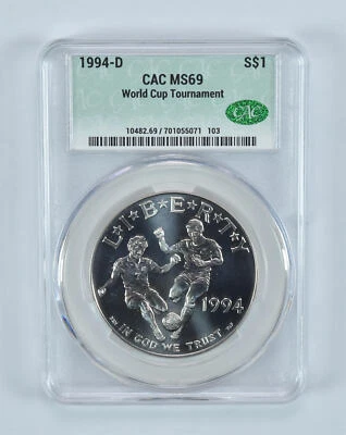 1994-D World Cup Soccer Commemorative Silver Dollar MS69 CAC - Image 1 of 4