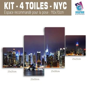 100x50cm- Kit 4 TOILES IMPRIMEE TABLEAU TOILE DECO - NEW YORK-NY-01 -4T03 - Bild 1 von 23