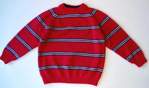 GAP BOYS Essentials Crewneck Striped Cotton Pullover Sweater XS 4 5 Yrs Red - Picture 1 of 6