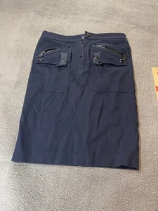 Lauren Ralph Lauren Skirt Womens Size 2 Navy Blue Zip Cargo Pockets - Picture 1 of 4