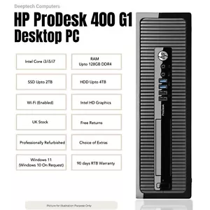 Windows 11 Pro HP ProDesk 400 G1 Core i7 16GB RAM 240GB SSD Wi-Fi PC Desktop - Picture 1 of 5