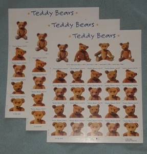 Three Sheets x 20 = 60 TEDDY BEARS 37¢ US Postage Stamps USA Scott # 3653-3656 - Picture 1 of 5