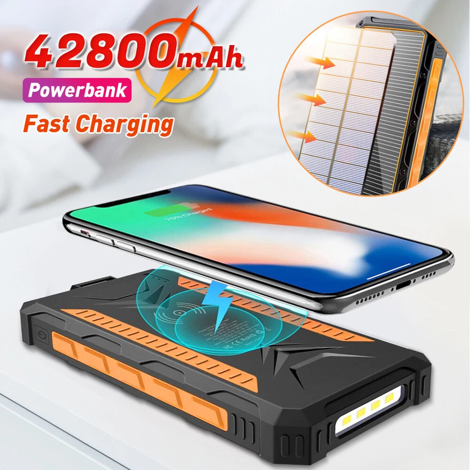 42800mAh Super 4 USB Portable Charger Solar Power Bank Flashlight for Cell Phone - Image 1 of 4