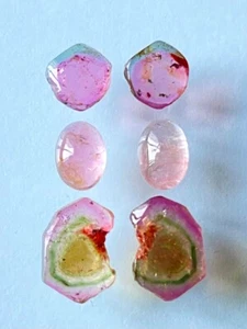 Natural Watermelon Tourmaline Slices Shape Earring Loose Gemstone Jewellery. - Picture 1 of 7