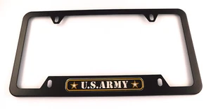 US Army Metal black Aluminium Car License plate frame bottom cutout 4hole - Picture 1 of 1