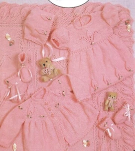 Knitting Pattern Baby Girl's Leaf set knitting pattern copy 8 ply - Picture 1 of 2
