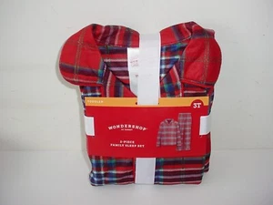 Kids' Plaid Holiday Matching Family Pajama Set - Wondershop Red 3T - Picture 1 of 4