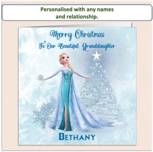 Personalised Frozen Elsa CHRISTMAS Card Daughter Granddaughter Niece FRZ4 - Picture 1 of 6
