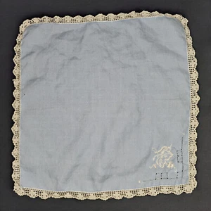 Fazzoletto vintage ricamato fiore all'uncinetto bordo taglio angolo regalo Hanky - Foto 1 di 4