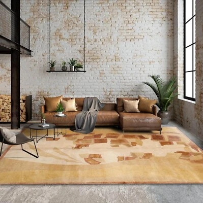 Michaelian & Kohlberg Hand Knotted Wool & Silk Tibetan Area Rug Beige 6'x9' - Image 1 of 4