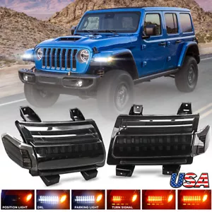 LED Fender Turn Signal Lights DRL for Jeep Wrangler JL Gladiator Rubicon 2018-24 - Picture 1 of 12