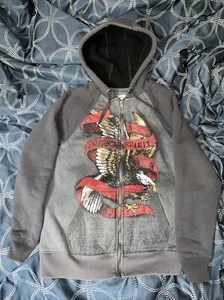 route 66 american spirit eagle hoodie black sherpa size medium y2k 2000s grunge - Picture 1 of 4