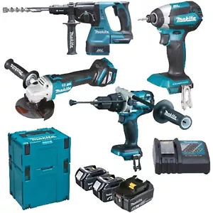 MAKITA Trapano Avvitatore Smerigliatrice Tassellatore Batteria 18V Kit DLX4158TJ - Bild 1 von 19