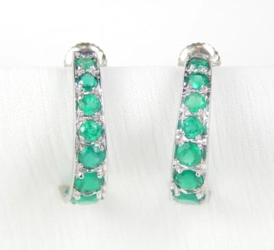 Pendientes Esmeralda Colombiana 2.50 Cts Redondos Platino 950 Joyería Fina Minas Muzo Foto 1 de 4