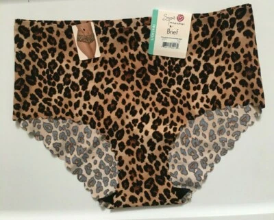 Трусики короткие размер XS(0-2) коричневые леопардовый анималистический принт незаметный зубчатый подол - Изображение 1 из 4