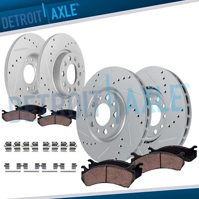 8pc Front Rear Drilled Disc Brake Rotors Brake Pads for 2015 - 2017 Chrysler 200 - Image 1 of 4