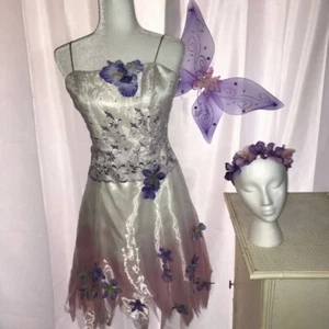 FAIRY flower dress COSTUME size 4-6 cosplay wings pink UNIQUE fantasy Halloween - Picture 1 of 6