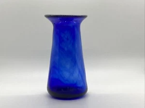 Jarrón de vidrio artístico soplado a mano azul cobalto con forma de vaso 6,25" - Imagen 1 de 7