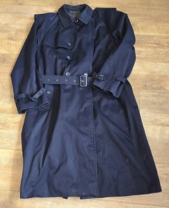 x17 VINTAGE ST MICHAEL NAVY BELTED LINED OVERSIZED TRENCH COAT. SOUTH KOREA 38 - Picture 1 of 9