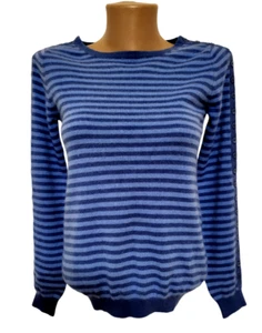 ESCALES PARIS Kaschmirpullover gestreift blau/hellblau Small - Bild 1 von 9