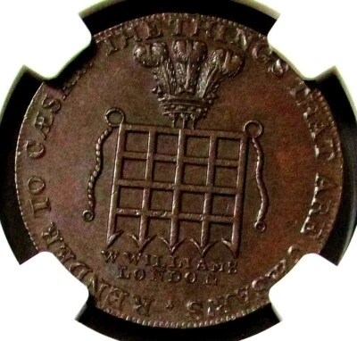 1795 GREAT BRITAIN 1/2 PENNY MIDDLESEX-WILLIAMS' LONDON NGC MINT STATE 64 BROWN - Image 1 of 3