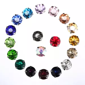10pcs Sew On Glass Crystal Round Rhinestones Flat Back Claw Cup Craft Beads - Picture 1 of 21