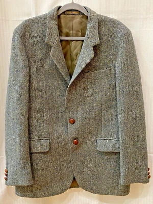 Chaqueta Blazer De Colección Harris Tweed Gris Lana Espiga Dos Botones Talla 44R Foto 1 de 4