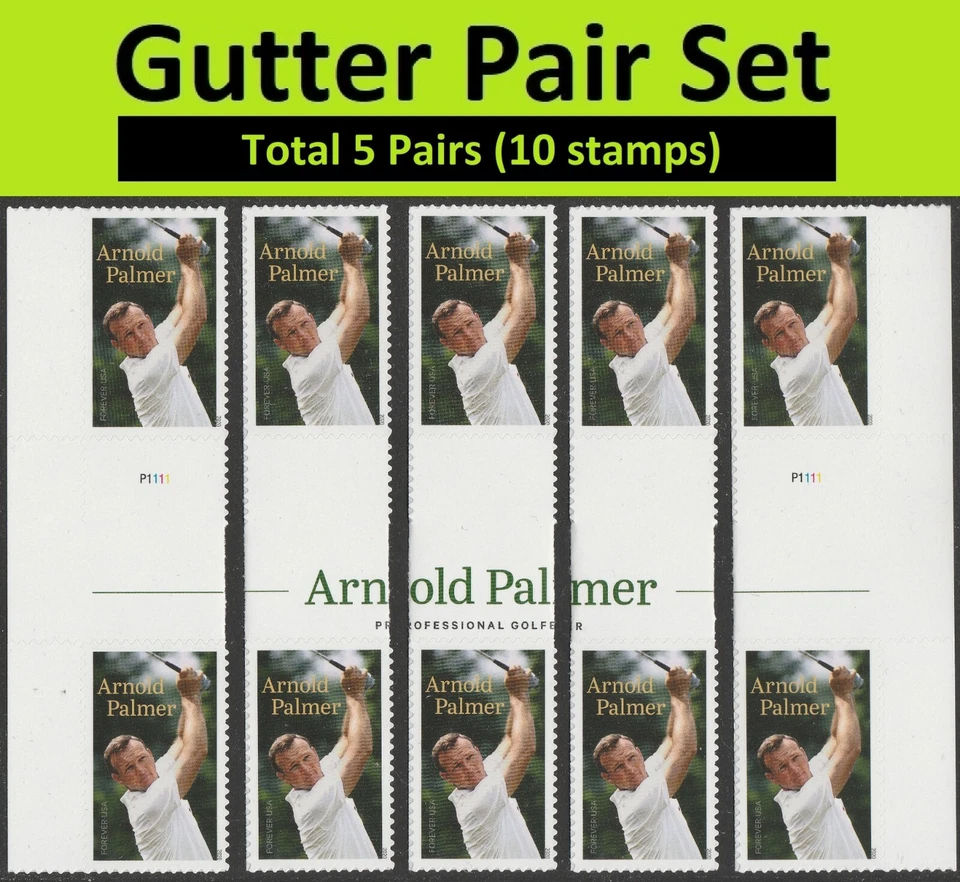 US 5455 Arnold Palmer F horz gutter pair set 5x2 MNH 2020 - Image 1 of 1