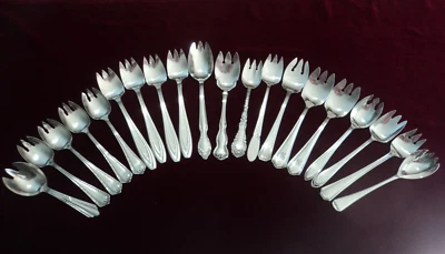 Lote de 20 tenedores de helado surtidos cubiertos plateados Foto 1 de 4