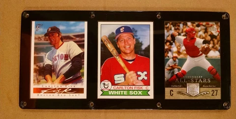 CARLTON FISK 3 CARD PLAQUE SCREWDOWN BOSTON RED SOX HOF CHICAGO WHITE SOX Cover