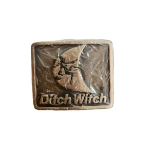 Vintage 1980s Ditch Witch Heavy Machinery Solid Brass Belt Buckle Sealed Western - Picture 1 of 2