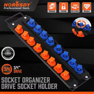 16PC Socket Organizer Holder Rail Rack Storage 3/4" Drive 360° Swivel Industrial - Picture 1 of 8