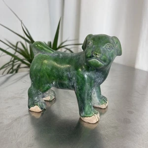 Antique Oriental Dog Figurine Chinese Emerald Green Rare Old Ming Dynasty Style - Picture 1 of 9