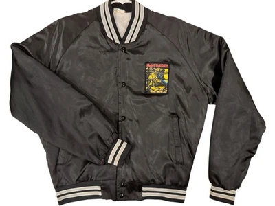 Vintage 1980s Iron Maiden Killers Chalk Line Bomber Jacket Rare Custom USA Large - image 1 of 4