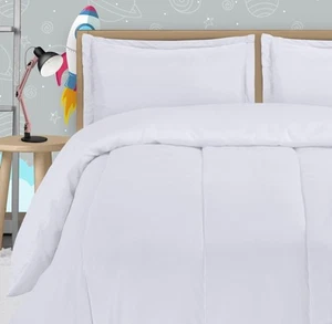 All Season White Comforter Set with 2 Pillow Cases, 3 Piece Soft Brushed Micr... - Picture 1 of 8
