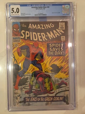 Amazing Spider-Man 40 CGC 5.0 ow/w Marvel Comics 1966 Origin Green Goblin  - Image 1 of 3