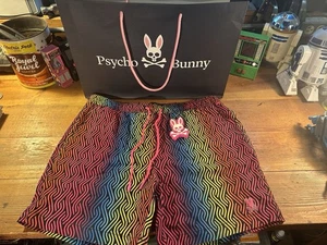 Psycho Bunny Herren M Hydrolic Badehose Rainbow Psychadelic gestreift *Neu mit Etikett* 2023 - Bild 1 von 17