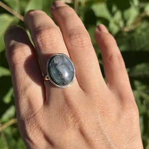 Andenopal Peruanischer Blauopal 950 Sterling Silber Verstellbarer Ring Handarbeit Peru - Bild 1 von 16