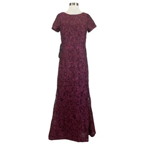 JS Collections Women's Formal Dress Size 4 Red Lace Short Sleeve Evening Gown - Picture 1 of 10