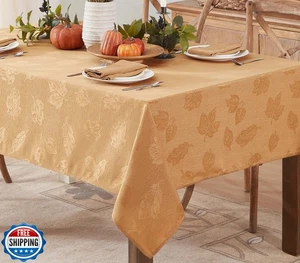 Newbridge Thanksgiving Gold Tremont Herbst Blatt Damast Rechteck Stoff Tisch - Bild 1 von 5