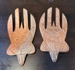 Hawaii Akazienholz Salatgabeln Honu handgeschnitzt Schildkröte Design Maui - TOP - Bild 1 von 6