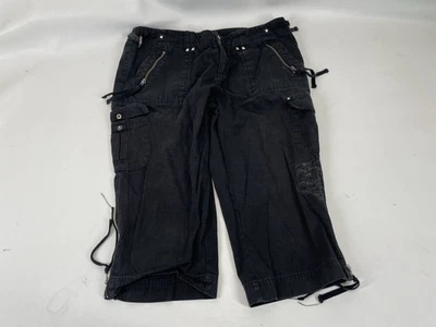Pantalones cargo Harley Davidson Capri bordados con tachuelas de metal para mujer talla 10 negros Foto 1 de 4