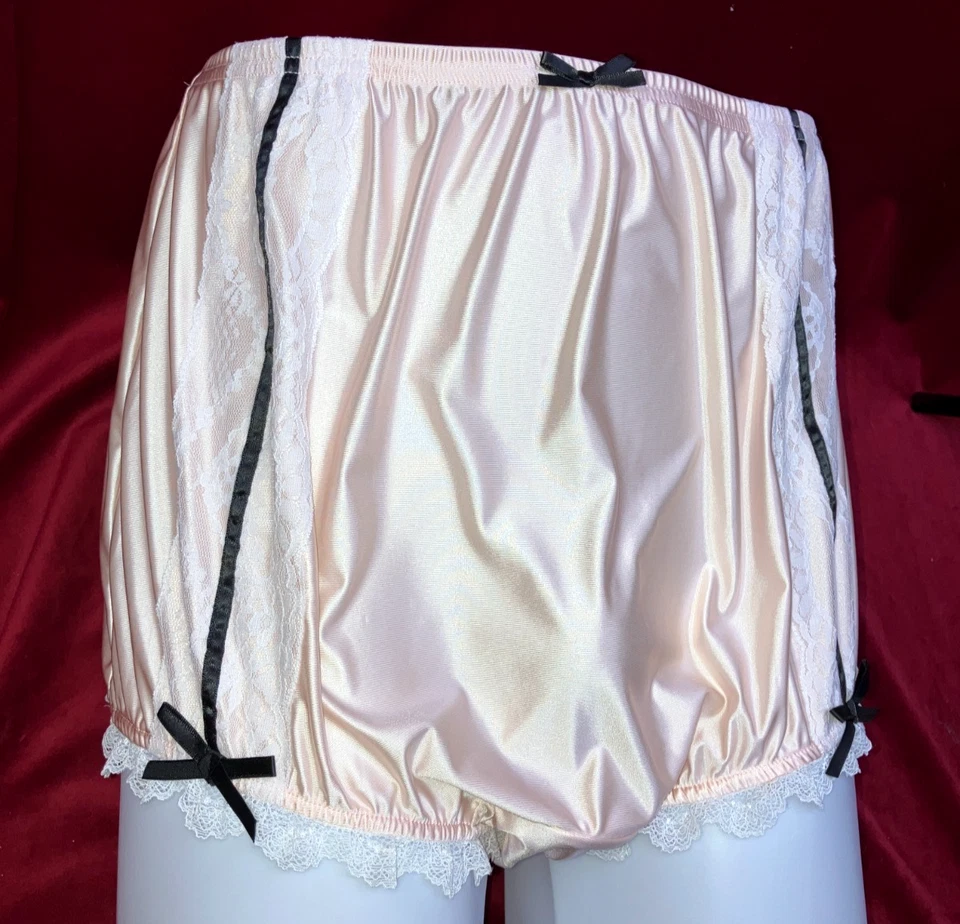 Nuevo en Paquete 2X 3X Can-Can Granny Panty Nylon Sedoso Satinado Encaje Calzoncillo Estilo Sissy Vintage Foto 1 de 4