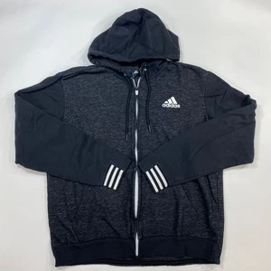 Adidas Essentials 3-Streifen Herren Full Zip Schwarz Langarm Fleece Hoodie Gr. M - Bild 1 von 8